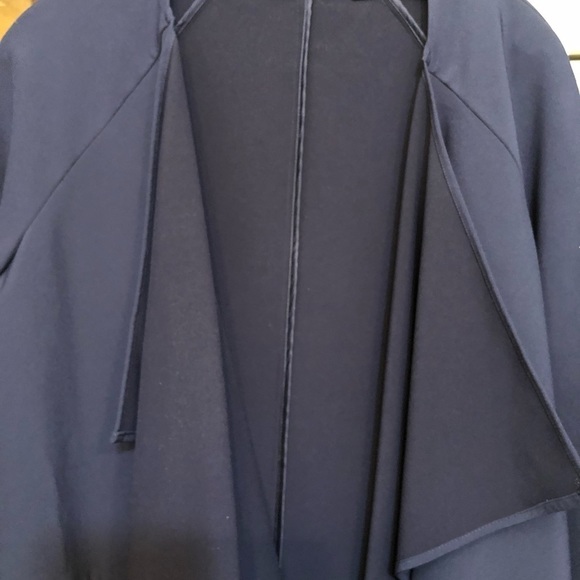 H By HALSTON small navy open front jacket lightweight waterfall front 3/4 length - Picture 11 of 16